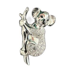 Swarovski crystal Silver tone Koala Bear brooch pin